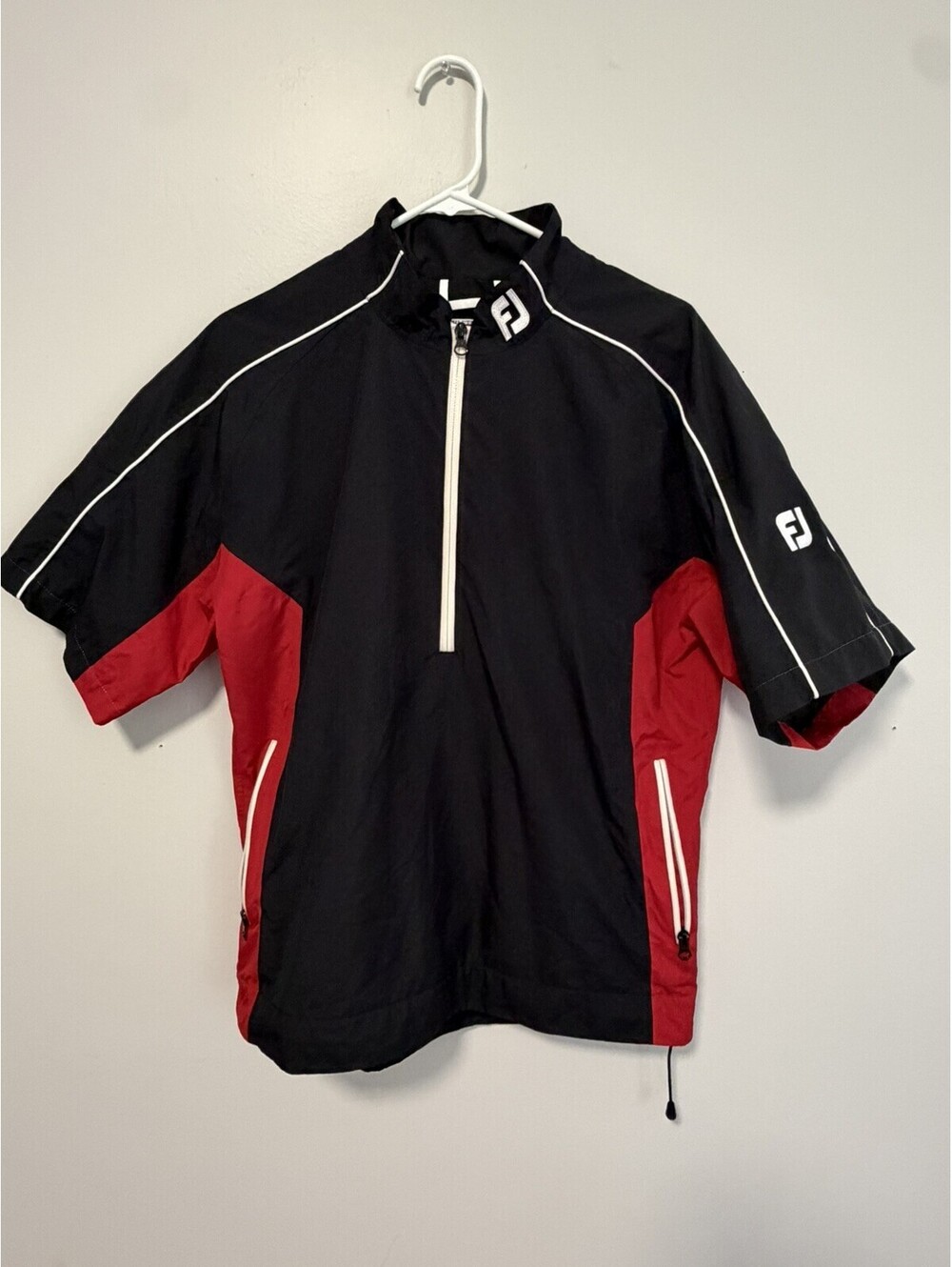 FootJoy Windbreaker Rain Jacket Mens M Red Black Tour Collar FJ